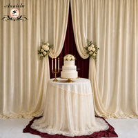Nappe de table ronde ANNIELU pour mariage, cocktail, en faux lin bordeaux, jupe de table en tulle rose poudré pour événements, fêtes et banquets