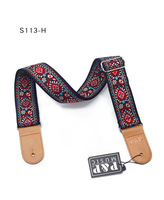Sangle de guitare style national S113, broderie personnalisée, jacquard, en cuir PU, 82-137cm