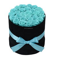 Boîte cylindrique en gros pour la fête des Mères, la Saint-Valentin, les remises de diplômes, Noël, avec roses bleues stabilisées, éternelles, immortelles, préservées