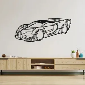 汽车爱好者的时尚金属汽车墙艺术 -- 家庭和车库的抽象线条装饰