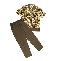 Ensemble 2 pièces décontracté d'été pour homme en polyester 260 GSM, motif tie-dye abstrait, avec pantalon à cordon de serrage, vente en gros OEM, grande taille africaine