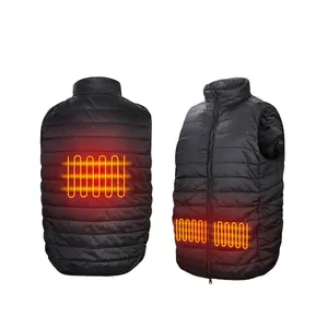 USB Rechargeable Battery Heated Thermal Men Women Sleeveless Black Vest Winter Battery Heating Sports Clothes