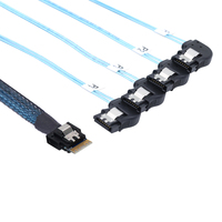 Câble adaptateur PCIE Slimline SAS 4.0 haute vitesse 38P SFF-8654 4i à 4 SATA avec connecteur femelle à angle droit 7P pour ordinateurs