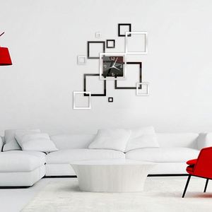 3D Acrylic <b>Wall</b> Clock DIY Geometric Square Digital Clock <b>Wall</b> Sticker Mute Clock for Living Room Bedroom Decoration - Product Image 2