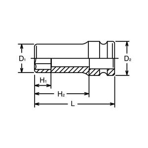 KOKEN - 14301M-41 Douille profonde à paroi mince à impact 1/2 ''-DOUILLES ET ACCESSOIRES IMPACT EAN 4991644354900 - Product Image 2