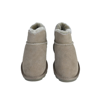 Sepatu Bot Salju Pendek Wanita Bahan Suede Kulit Sapi Lapisan Dalam Bulu Domba Sol TPR Anti-Selip Hangat Nyaman Tahan Lama Musim Dingin