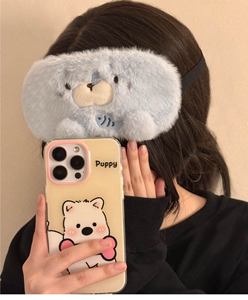 Masque de sommeil personnalisé de haute qualité 2026, motif animal de <span class=keywords><strong>dessin</strong></span> animé en peluche et satin, pour voyage - Product Image 4