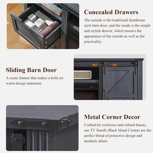 Hiện đại trang trại lò sưởi TV đứng cao MDF trung tâm giải trí trượt Barn Cửa Ngăn kéo highboy phương tiện truyền thông giao diện điều khiển phòng khách - Product Image 5