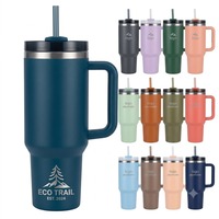 Tumbler Stainless Steel Kapasitas Besar 40oz dengan Pegangan, Cangkir Berinsulasi Dinding Ganda dan Tutup Sedotan untuk Perjalanan, Kerja, dan Aktivitas Luar Ruangan