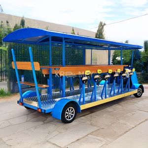 จักรยานแคนาดาสแตนดาร์ดบลูแบบสองที่นั่งพร้อมบันไดปั่นสำหรับงานปาร์ตี้ที่ผับ บาร์เคลื่อนที่ รถขายเบียร์และไอศกรีม - Product Image 2