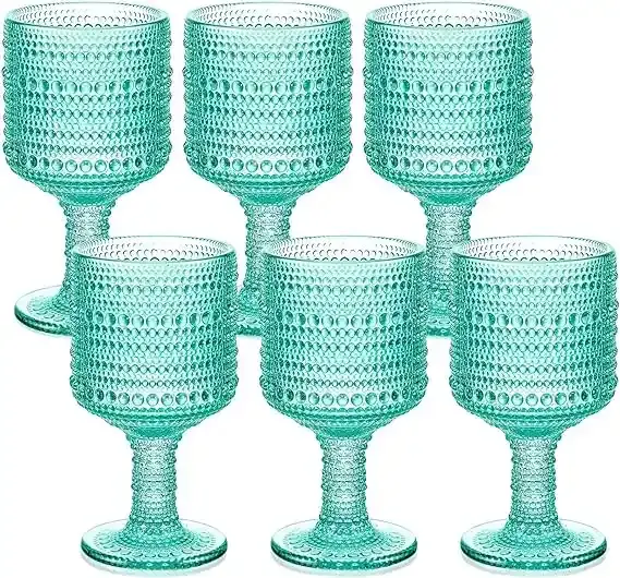 colored Party Wedding Decoration Wine Glasses Cup Colored Vintage Wine Glass Embossed Beaded Glass Goblet