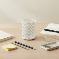 Porte-stylo en métal blanc en forme de treillis |   Organisateur de bureau décoratif pour stylos, pinceaux de maquillage et fournitures de bureau