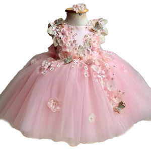 פניני תחרה מחורורבת פרח חתונה שמלת ילדת ילדים מסיבת יום הולדת אופנה - Product Image 2