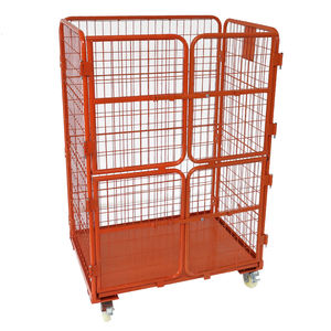 Chariot en acier pliable économique Cage extérieure verrouillable Conteneur en rouleau Entrepôt en acier doux Stockage Cargo Manufacture de matériel - Product Image 5