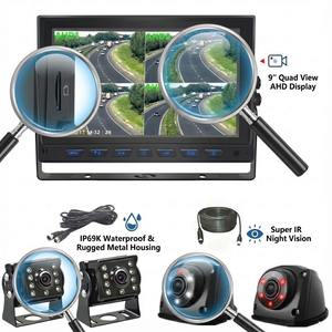 Système de caméra de recul Melia 9 pouces à haute luminosité, moniteur DVR pour camion, enregistrement de stationnement 4 canaux, 1080P, 256 Go SD, étanche, camping-car, bus, <span class=keywords><strong>fourgon</strong></span> - Product Image 2