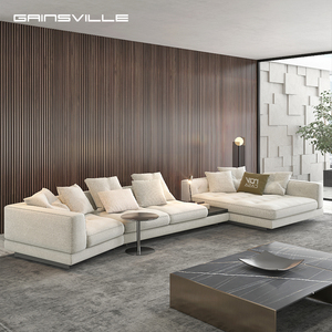 Juego de Muebles de Sala de Estar de Cuero Italiano Moderno y Contemporáneo, Elegante Juego de Sofás de Tela para el Hogar GS9155 - Product Image 1