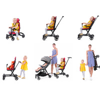 Poussette de voyage portable ultra compacte et légère pour bébé avec système de pliage confortable de taille cabine à grandes roues
