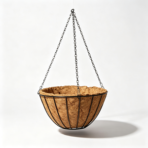 Elegante zwarte dunne draad hangende mand met platte bodem, rond ijzeren frame, PE-gecoate, roestvrij, weerbestendig, heavy-duty voor patio, balkon en tuin. - Product Image 6