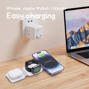Toptai WL063B portatile 3-in-1 multifunzione magnetico pieghevole Wireless 15W ricarica rapida <span class=keywords><strong>iPhone</strong></span> orologio <span class=keywords><strong>compatibile</strong></span> 10W 5W - Product Image 2
