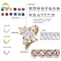 Goldleaf Kişiye Özel Lüks Mücevher Yüzüğü 10k-18k Sarı Altın Markiz Kesim 1CT-3CT DEF VVS VS Laboratuvar Elması Yüzük