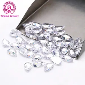 Wuzhou Yingma Lab Tạo Ra Đá Quý Màu Trắng Cz Đá Quý Hình Quả Lê Hoa Hồng Cắt Phẳng Lưng <span class=keywords><strong>Zirconia</strong></span> - Product Image 1