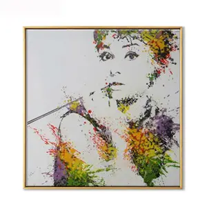 Artista experto pintado a mano puro de alta calidad Audrey Hepburn retrato pintura al óleo sobre lienzo abstracto Audrey Hepburn pintura