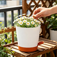 Pot de fleurs auto-arrosant en PP avec trou de drainage, design moderne durable, différentes tailles (1,17L-5,71L), utilisation intérieure/extérieure
