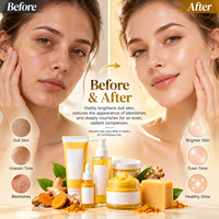 Crème de marque privée soulage les rougeurs de la peau blanchissant éclaircissant lueur pour les taches brunes crème pour le visage au curcuma ensemble de soins de la peau