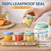 Contenants de stockage pour aliments pour bébés en verre, pots de 4 oz avec couvercles, étanches, sans BPA, réutilisables pour congélateur, micro-ondes, lave-vaisselle