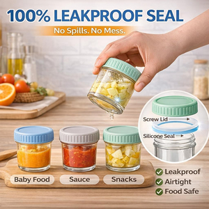 Contenants <span class=keywords><strong>de</strong></span> stockage pour aliments pour bébés en verre, pots <span class=keywords><strong>de</strong></span> 4 oz avec couvercles, étanches, sans BPA, réutilisables pour congélateur, micro-ondes, lave-vaisselle - Product Image 5