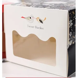 Scatola di imballaggio portagioie Logo scatole per torte con finestra confezione di lusso scatola di gioielli con finestra
