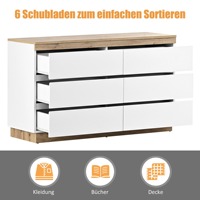 Commode en bois pleine largeur avec tiroirs à glissières fluides et plateau couleur naturelle