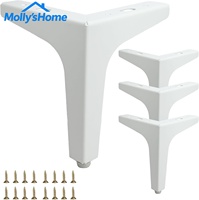 Pieds de meubles en métal blanc brillant de 4 pouces/10 cm en acier inoxydable, pieds de canapé, pièces de meubles, métal simple