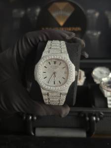 Reloj de Pulsera para Hombre, Diseño Hip Hop, Esfera Grande, Acero Inoxidable, Completamente Cubierto de Diamantes Moissanite D VVS, Personalizable, Gran Venta - Product Image 2