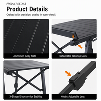 Table de camping pliante en alliage d'aluminium pour barbecue, cuisine mobile, table IGT extérieure, combinaison libre, vente en gros