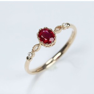 Bague Couronne de Reine en Or Rose 14K, <span class=keywords><strong>Cuivre</strong></span> et Rubis <span class=keywords><strong>Naturel</strong></span> Sang de Pigeon Ovale, Plaqué Or Incrusté, Style Luxe Léger - Product Image 1