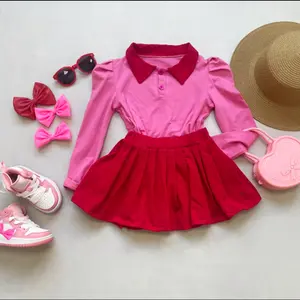 New Product 2024 Toddler Girl Clothes Baby girl's colorful pink set Plain Girls Jumpsuit Toddler Bodysuits outfit