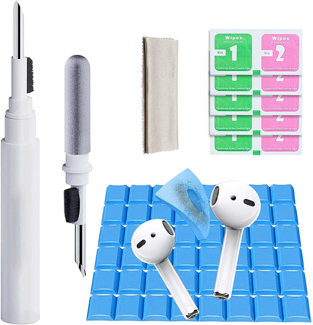 Cleaning Kit for Airpods, Earbuds Wireless Earphones Cleaning Cleaner Kit, 3 in 1 Compact Portable Multifun