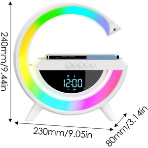 RGB <b>LED</b> Lamp <b>Clock</b> With Bluetooth FM Radio SD Card USB Charging Desk Lamp - Product Image 2