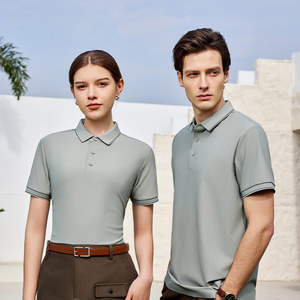 เสื้อโปโลสีพื้น ผ้าไนลอน แขนสั้น ใส่ได้ทุกวัน สีเทา - Product Image 4