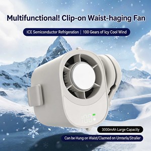 Ventilateur de refroidissement portable WUYANG à clipser sur la ceinture, ventilateur turbo à compression de glace 100 vitesses avec écran LED, mini ventilateur rechargeable par USB - Product Image 3