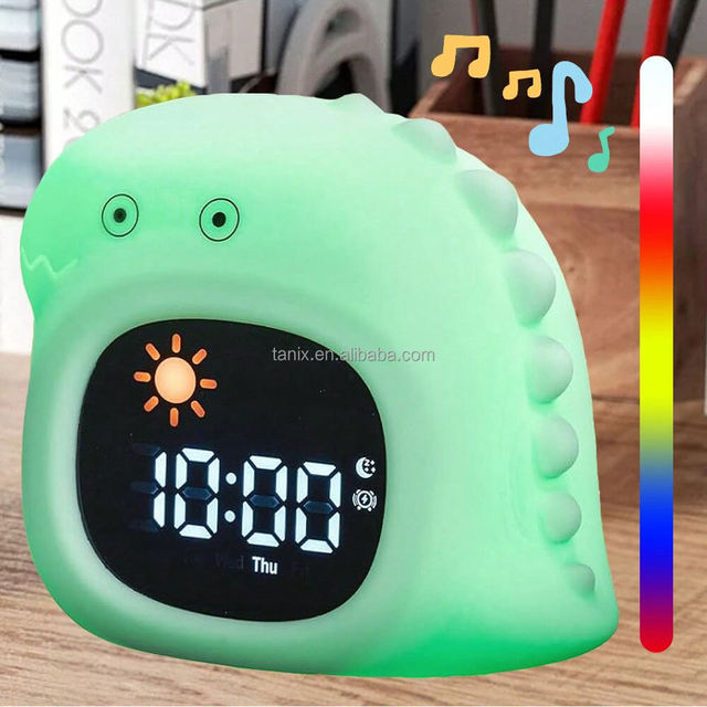 Children's Digital Silicone Sleep Trainer Alarm Clock with Wake-Up Light and Night Light for Bedroom & Tabletop Use
