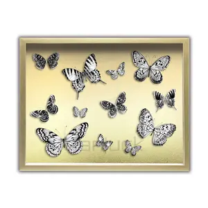 3D schöne Schmetterling Showdow Box gerahmte Kunst mit Goldfolie