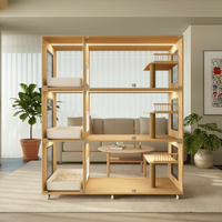 Maison pour chat de haute qualité, intérieur/extérieur, grande villa pour chat, cage en bois massif et verre, enclos pour chat, mobilier pour animalerie et hôtel