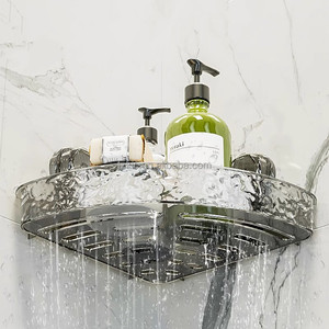 Organisateur de douche d'aspiration, rebord de cadre d'angle <span class=keywords><strong>sans</strong></span> perçage, support de douche d'aspiration de cadre de vague sous le drainage - Product Image 5