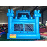 Structure gonflable combinée avec toboggan bleu pour enfants, toboggan sec gonflable pour jardin, fête d'anniversaire, location commerciale