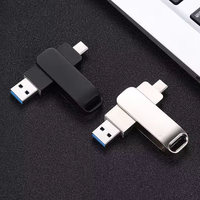 Stik memori Usb Tipe c kustom, Flash Drive Usb 2 in 1 OTG, Flash Disk tipe c, ponsel 8gb 16gb 32gb 64gb, flashdisk USB-C logam
