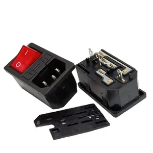 C304 ac male socket panel mount 110v with fuse and rocker switch female for ac adapter ac power socket connector