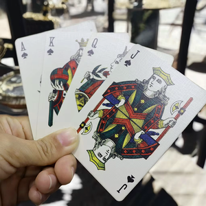 Cartes de poker personnalisées écologiques avec papier de base bleu 300 g/m² finition lin, boîte en papier sur mesure, usine de jeux de cartes OEM - Product Image 2