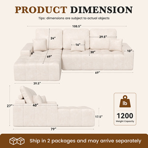 Ensemble de canapés sectionnels modernes en similicuir rembourrés, en forme de L, imperméables, pour salon, appartement, hôtel - Product Image 6